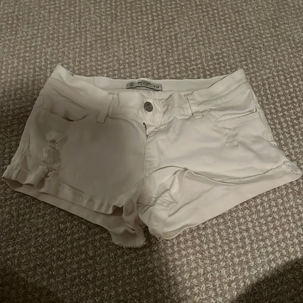 Abercrombie white jean shorts